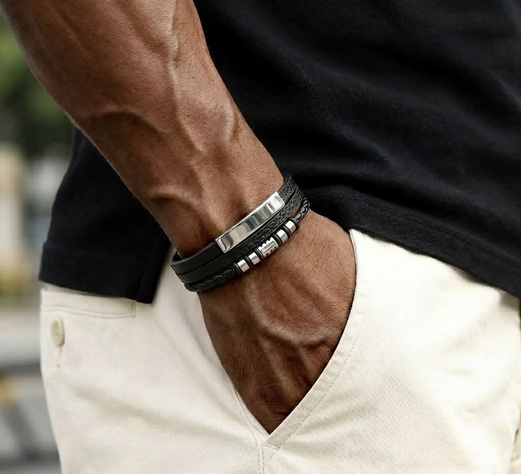 Steel & Leather Trio Bracelet | Equux