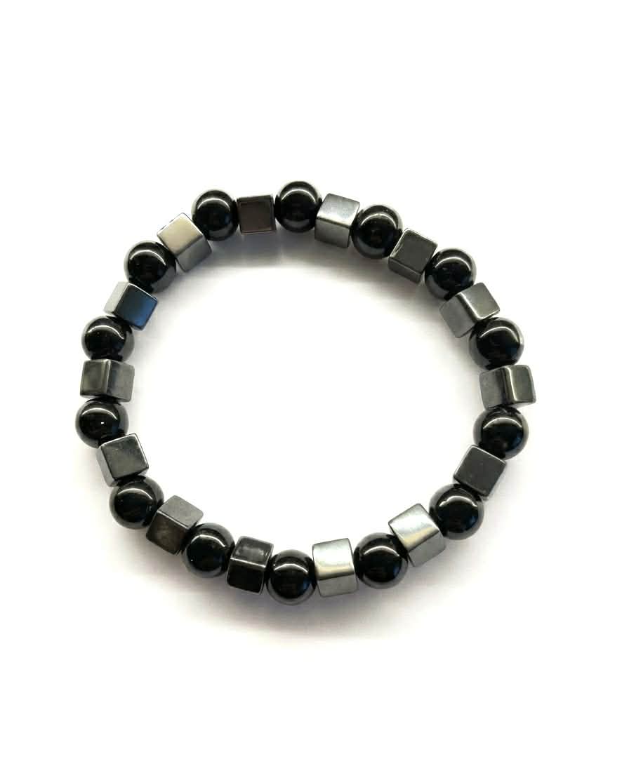 Men's Onyx & Hematite Beaded Bracelet