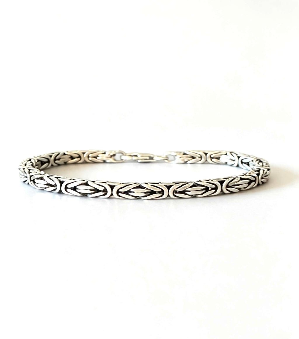 Square Byzantine Silver Bracelet - 4.5mm