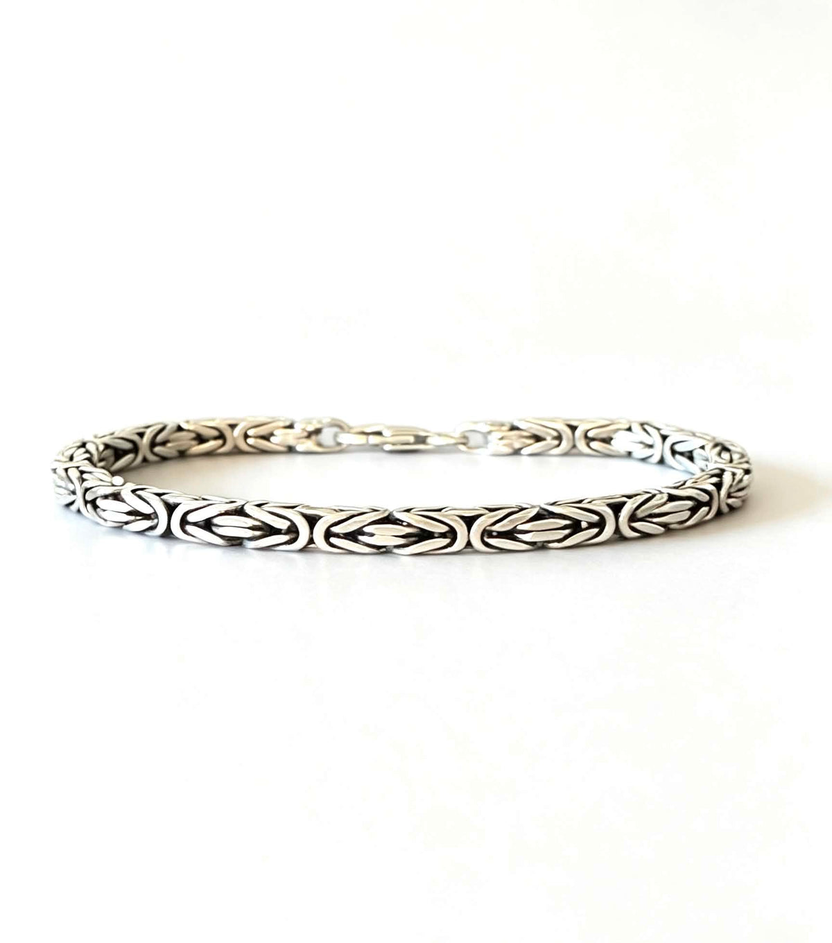 Square Byzantine Silver Bracelet - 4.5mm
