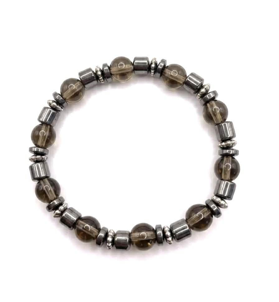 Men's Agate & Hematite Beaded Bracelet
