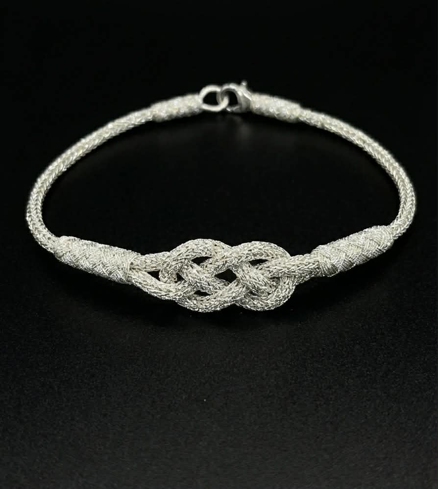 99.9% Pure Silver Mesh Bracelet with Celtic Knot