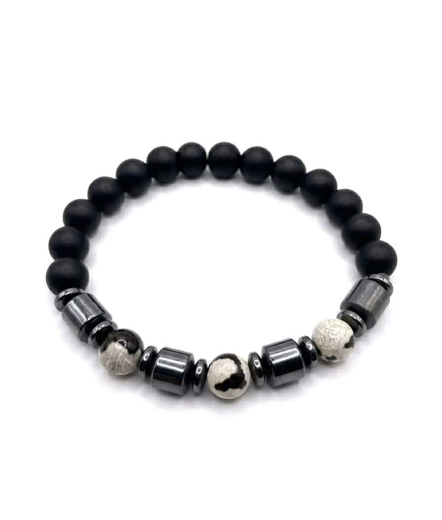 Men's Jasper & Hematite Beaded Bracelet