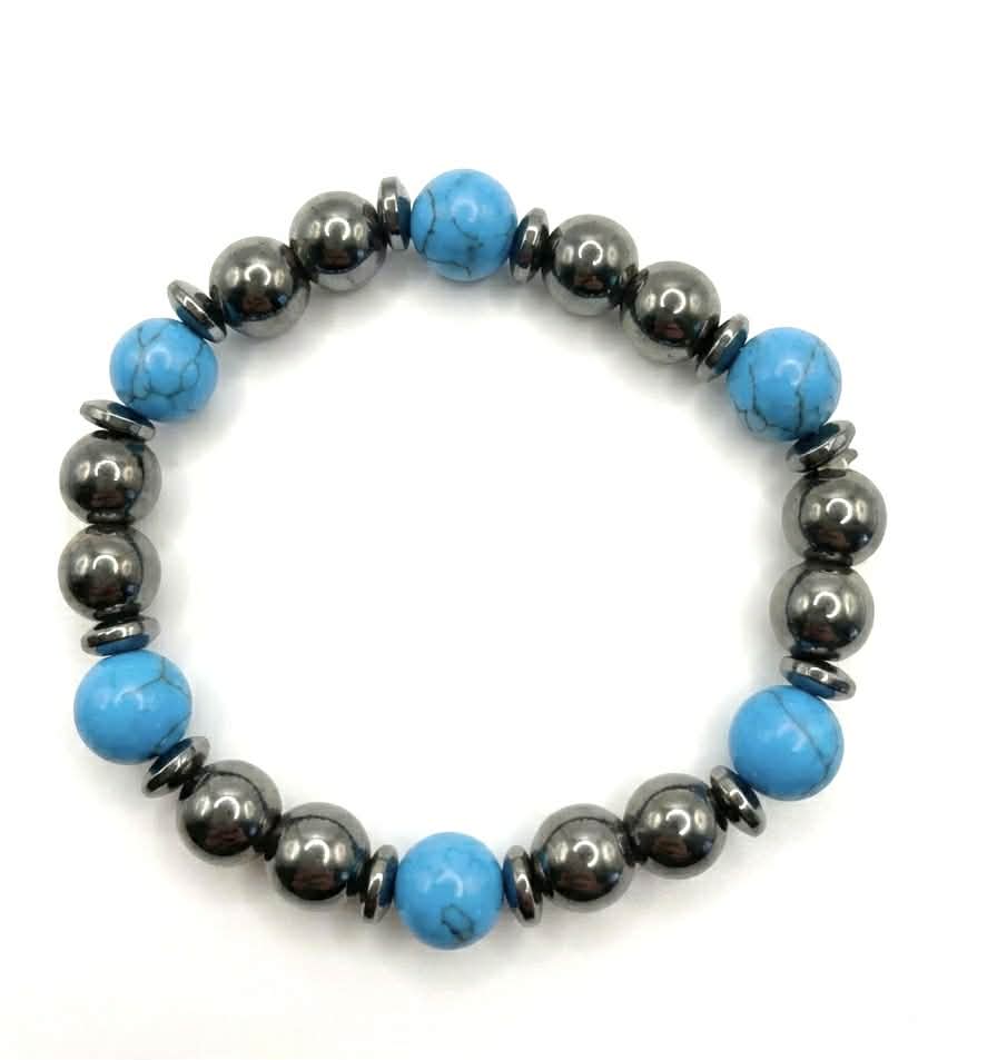 Men’s Turquoise & Hematite Natural Stone Bracelet