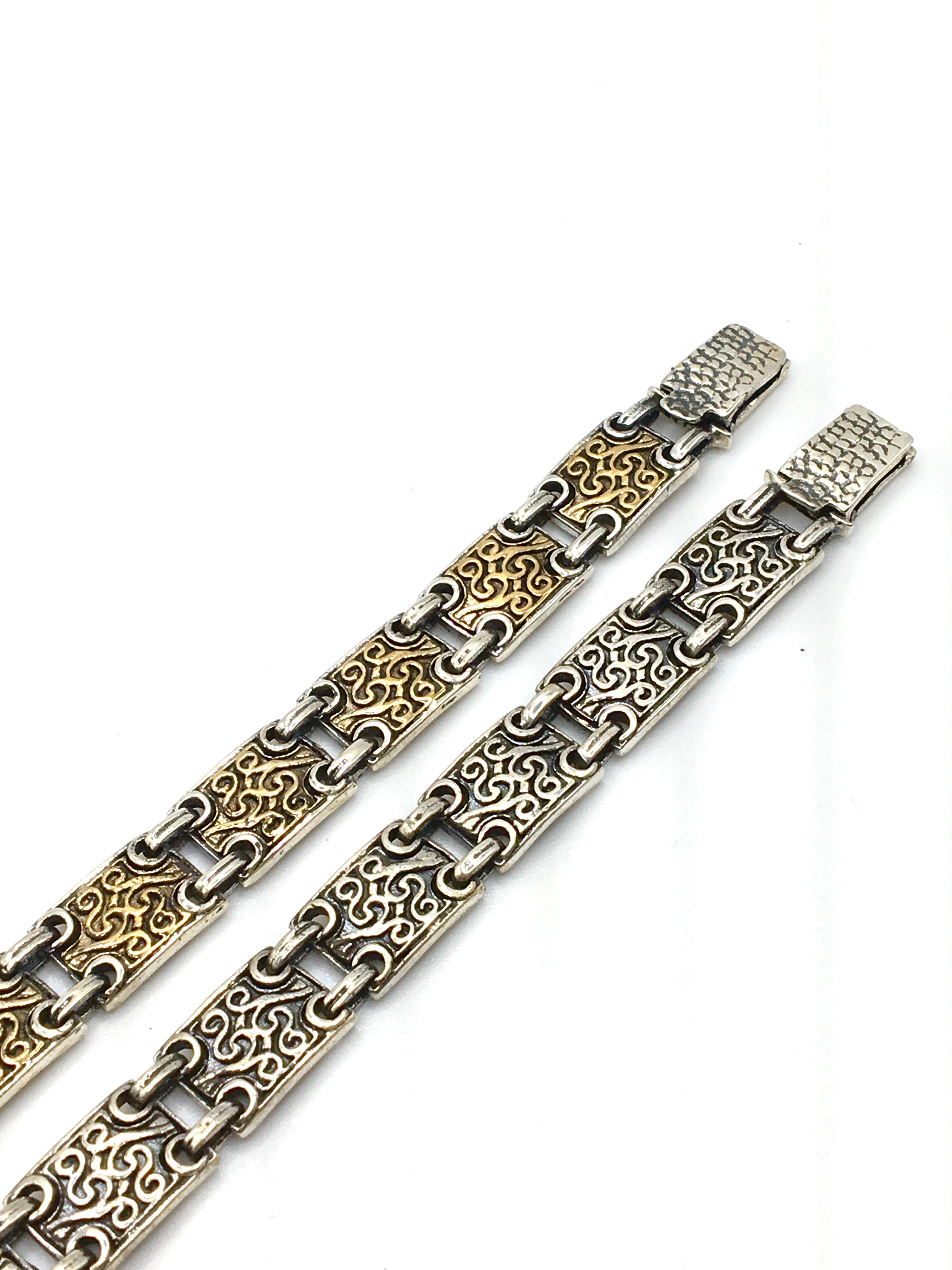 Cleopatra - Sterling Silver Ornate Scrollwork Link Bracelet