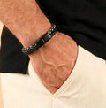Men's Hematite & Leather Bracelet