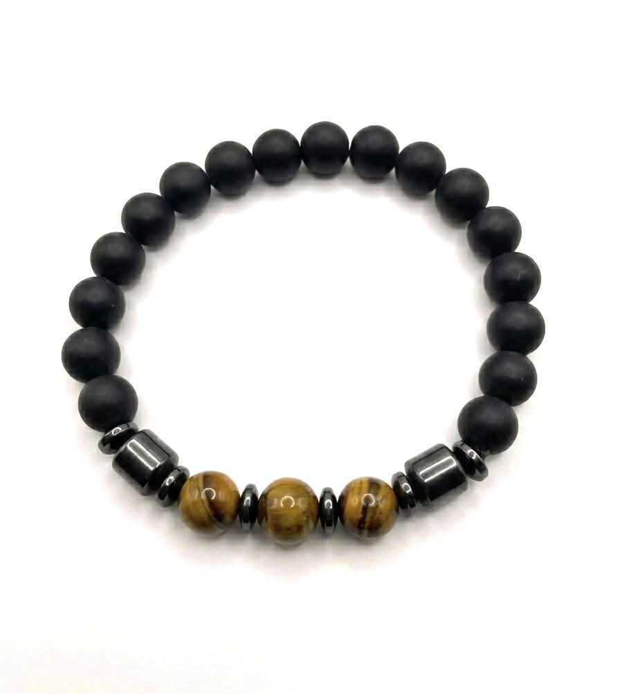 Men’s Matte Onyx & Tiger’s Eye Beaded Bracelet