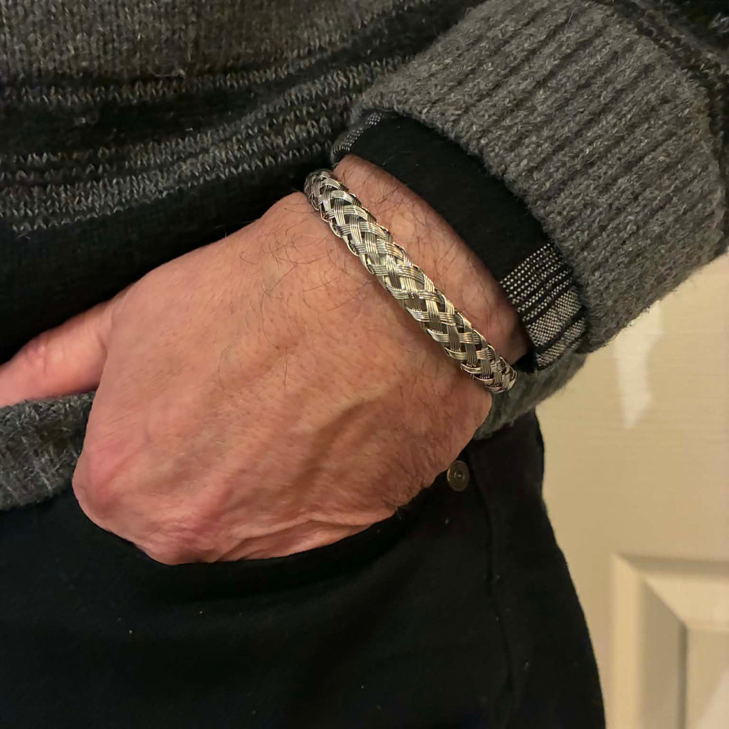 Braided Stainless Steel Cuff Bracelet