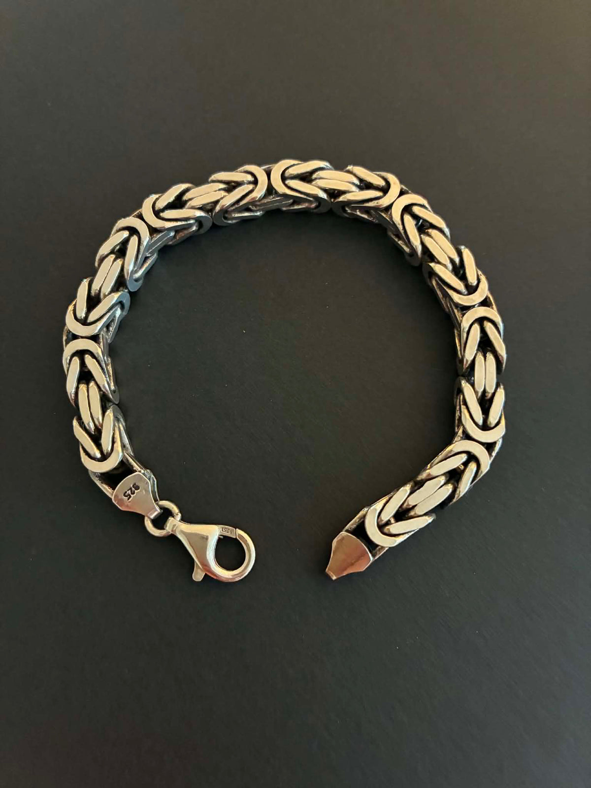 Square Byzantine Silver Bracelet - 7.5mm
