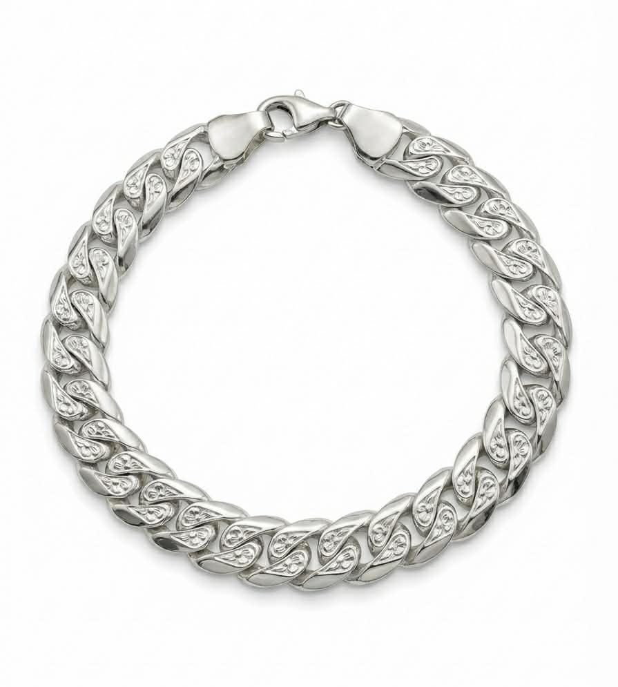 Sterling Silver Bracelet - Cuban - 9mm