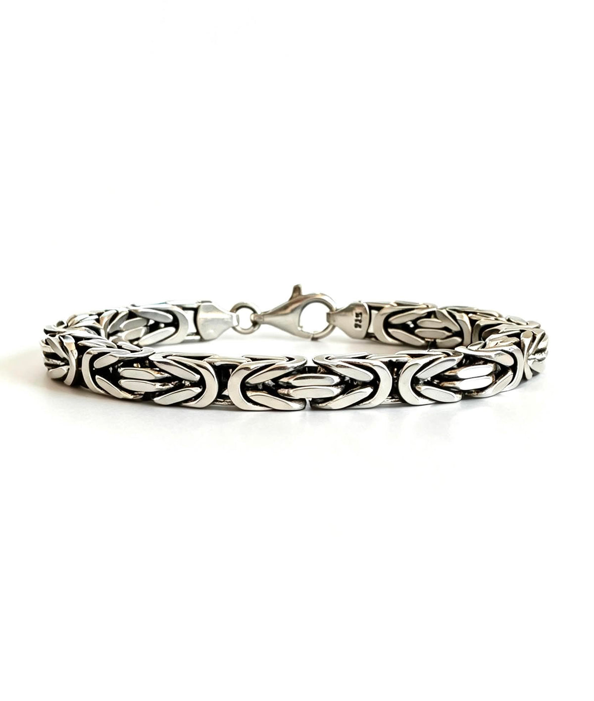 Square Byzantine Silver Bracelet - 7.5mm