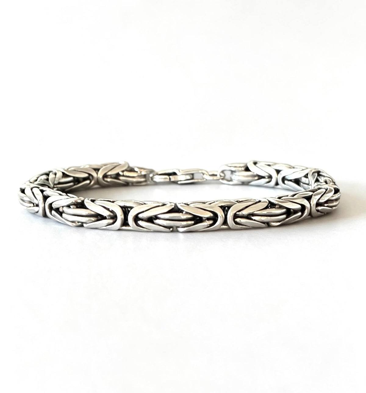 Round Byzantine Silver Bracelet - 6mm