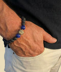 Men's Natural Lava stone & Silver Beaded Bracelet