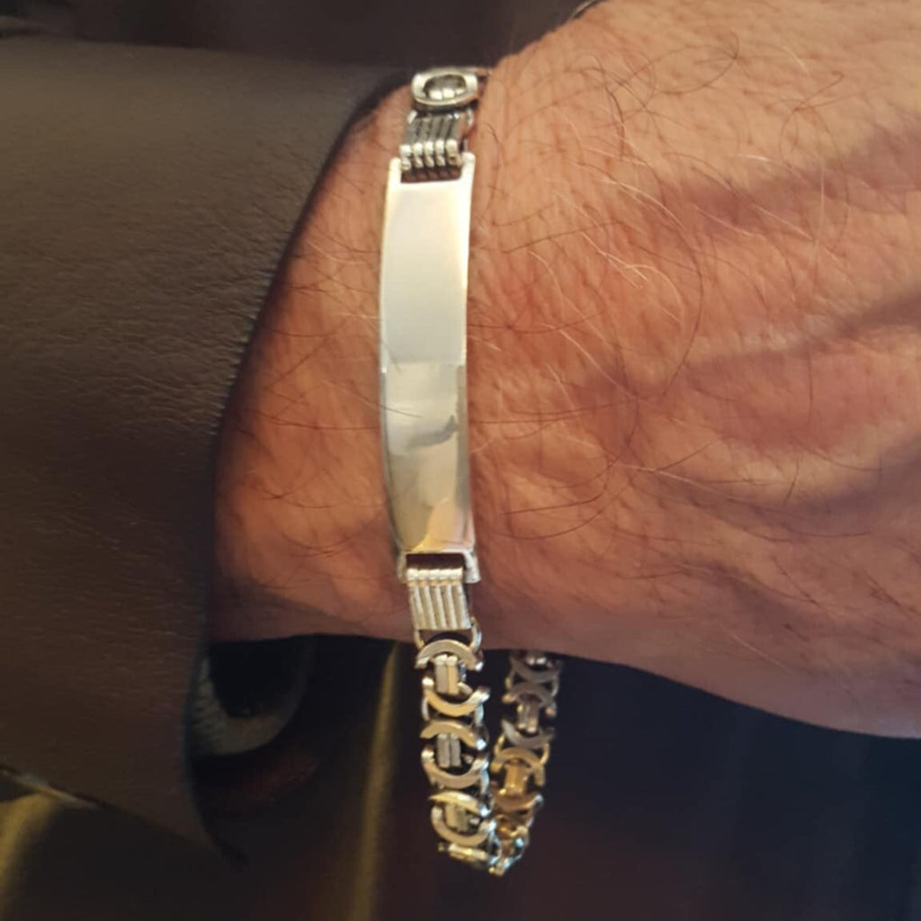 Silver name plate Bracelet | Euro king