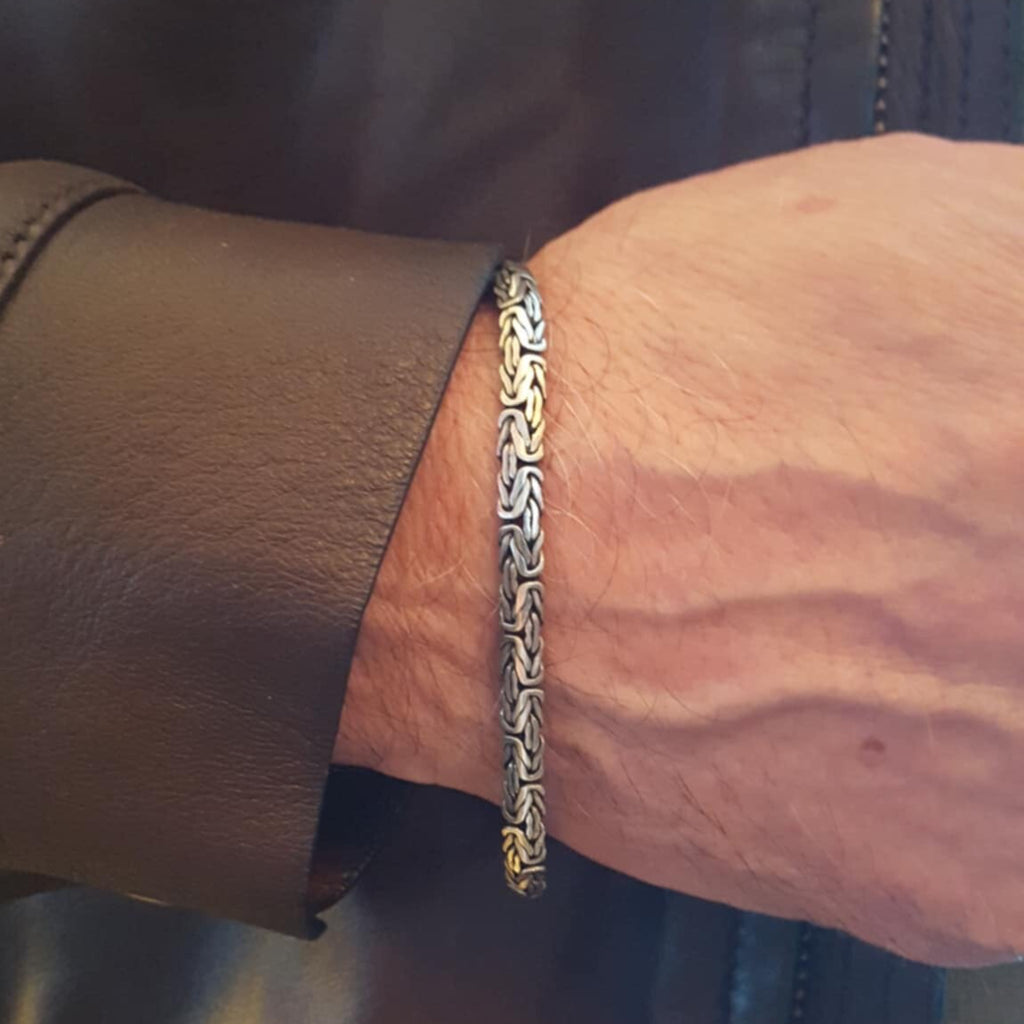 Silver 925 Bracelet - Flat link design - Byzantium
