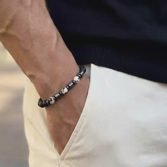 Men's Jasper & Hematite Beaded Bracelet