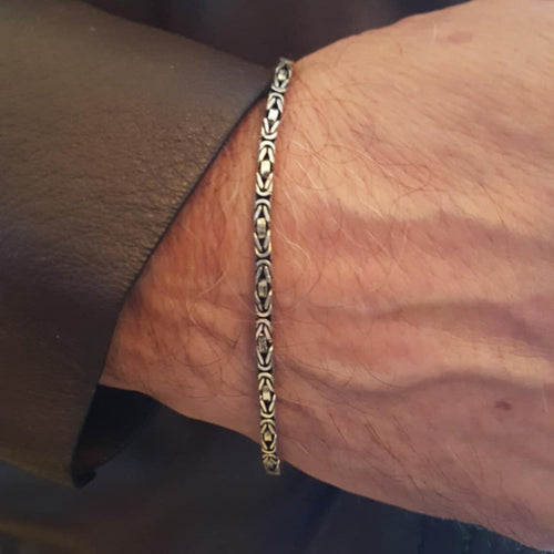 925 Sterling Silver Square Byzantium Bracelet - 2.8mm